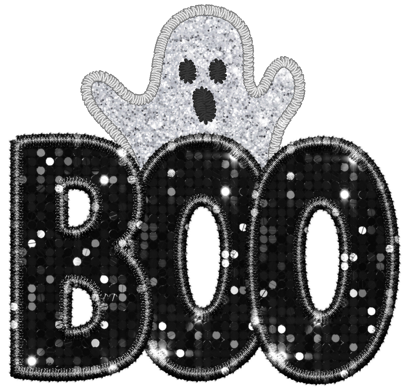 EMBROIDERED BOO GHOST DTF TRANSFER
