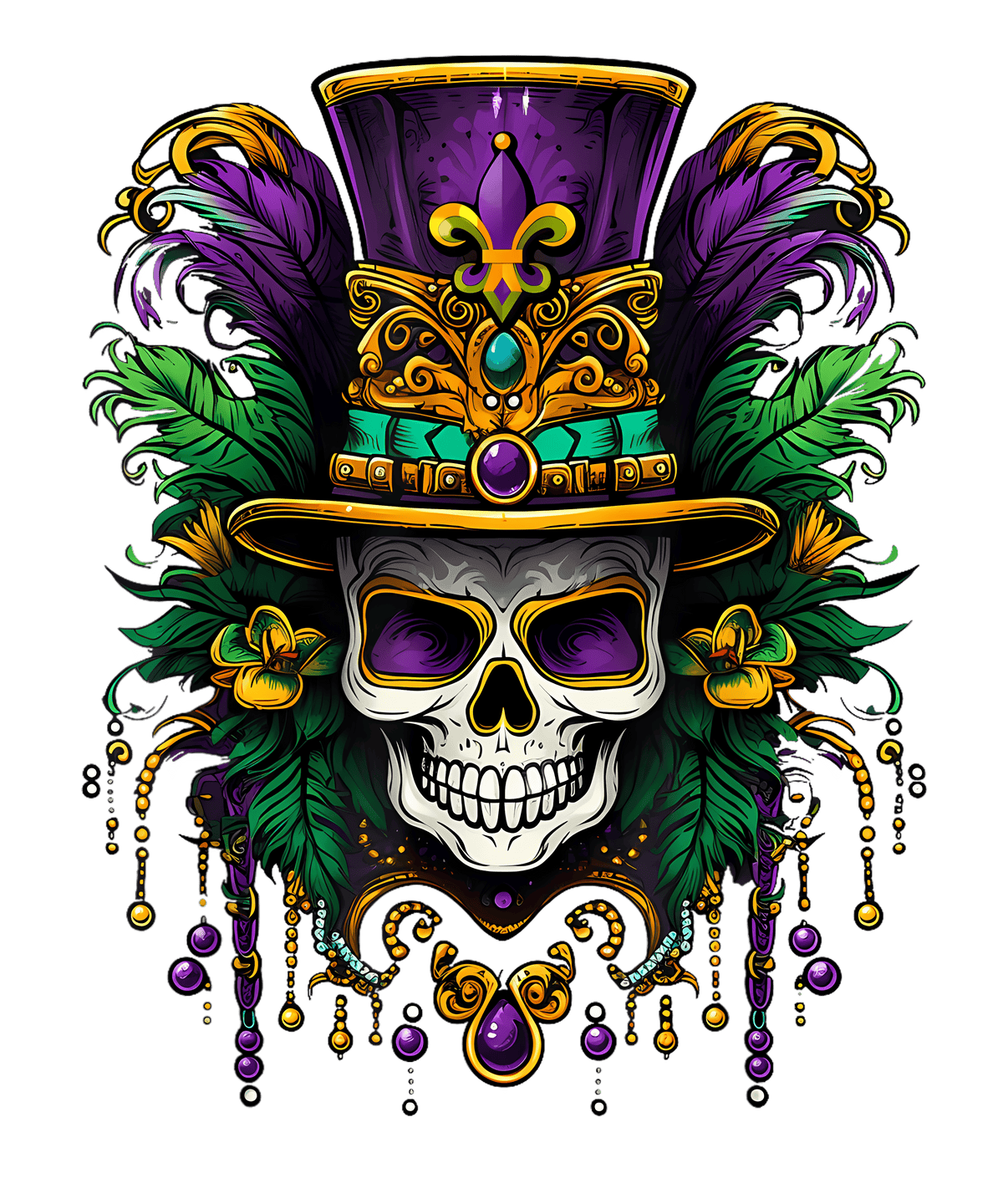 SKULL MARDI GRAS DTF TRANSFER