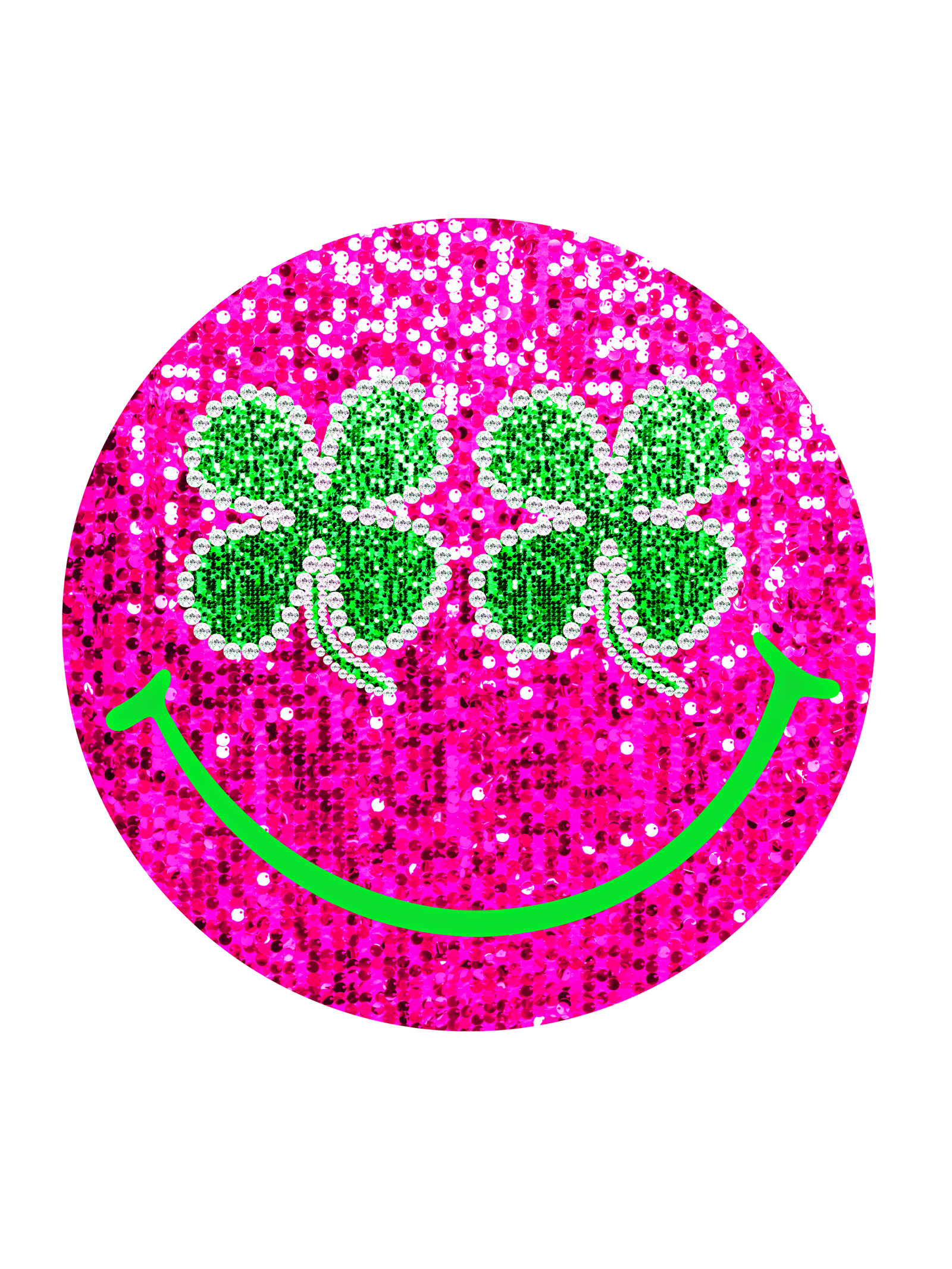 SEQUIN LUCKY SMILEY FACE ADULT DTF TRANSFER