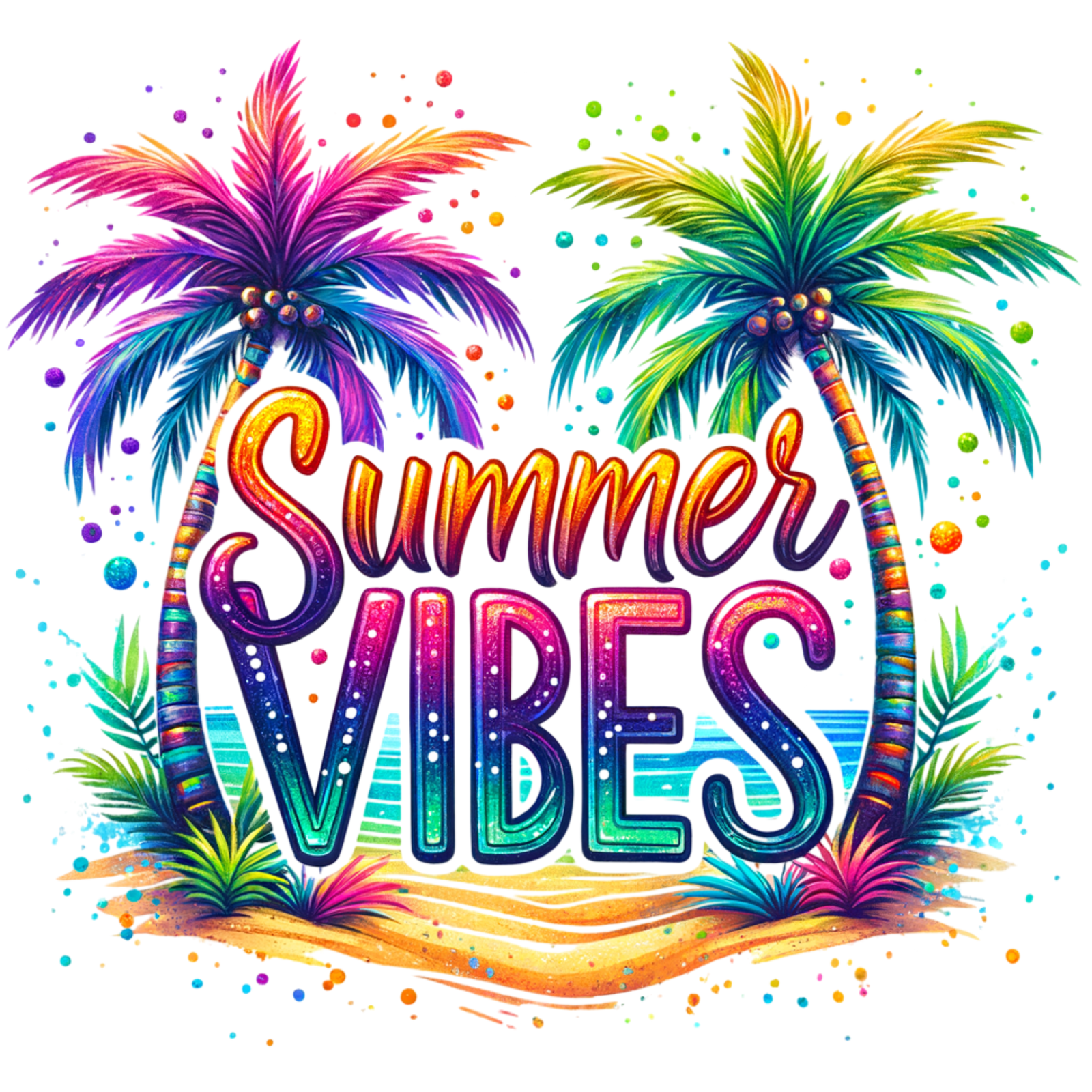 SUMMER VIBES PALM TREES ADULT DTF TRANSFER