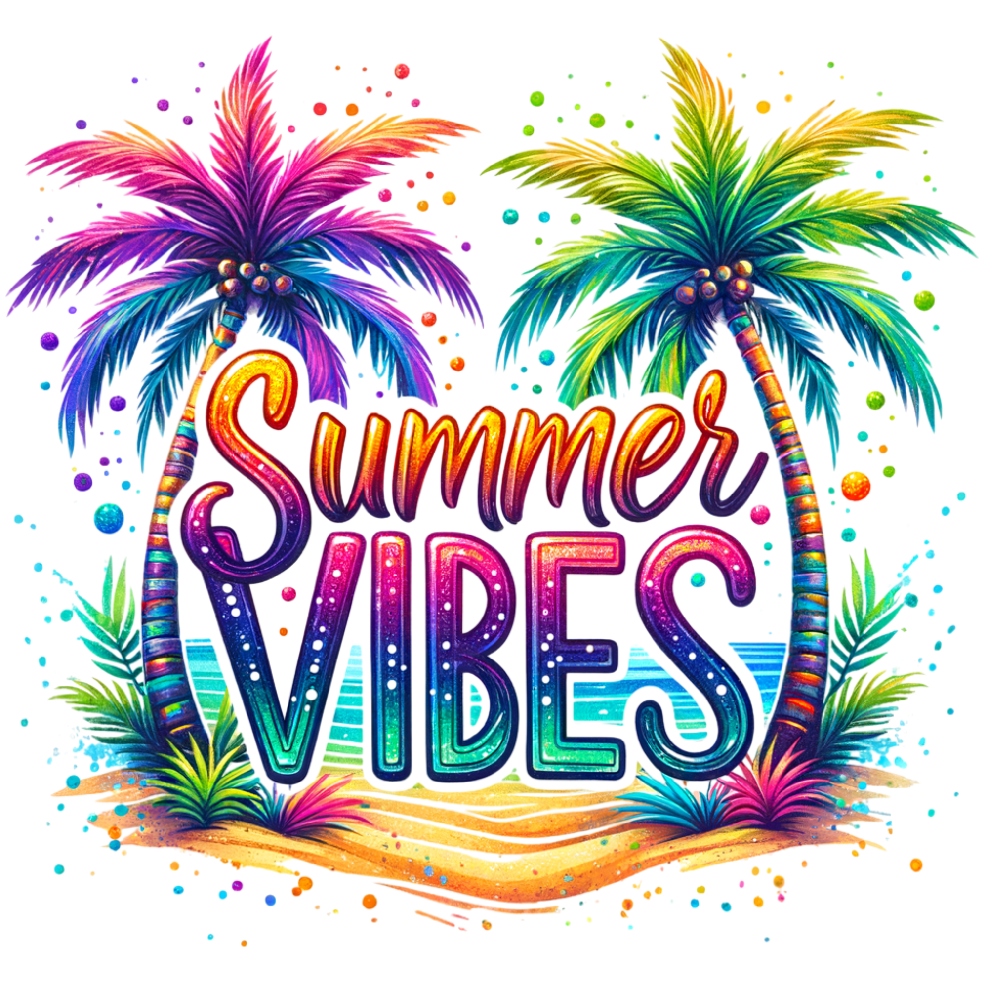 SUMMER VIBES PALM TREES ADULT DTF TRANSFER