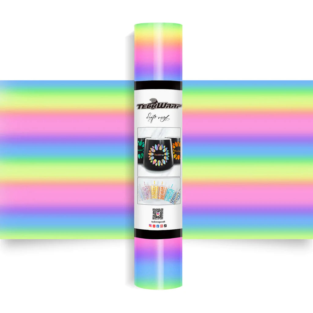 Rainbow stripe craft vinyl sheet - HTV - Adhesive Vinyl - large stripe