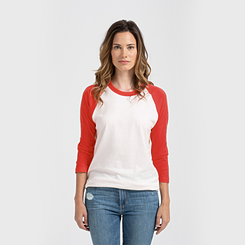 WHITE AND RED RAGLAN
